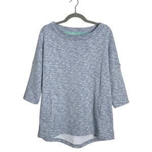 Boden Spacedye French Terry Pullover With Pockets Wide Neck Sweatshirt US 10